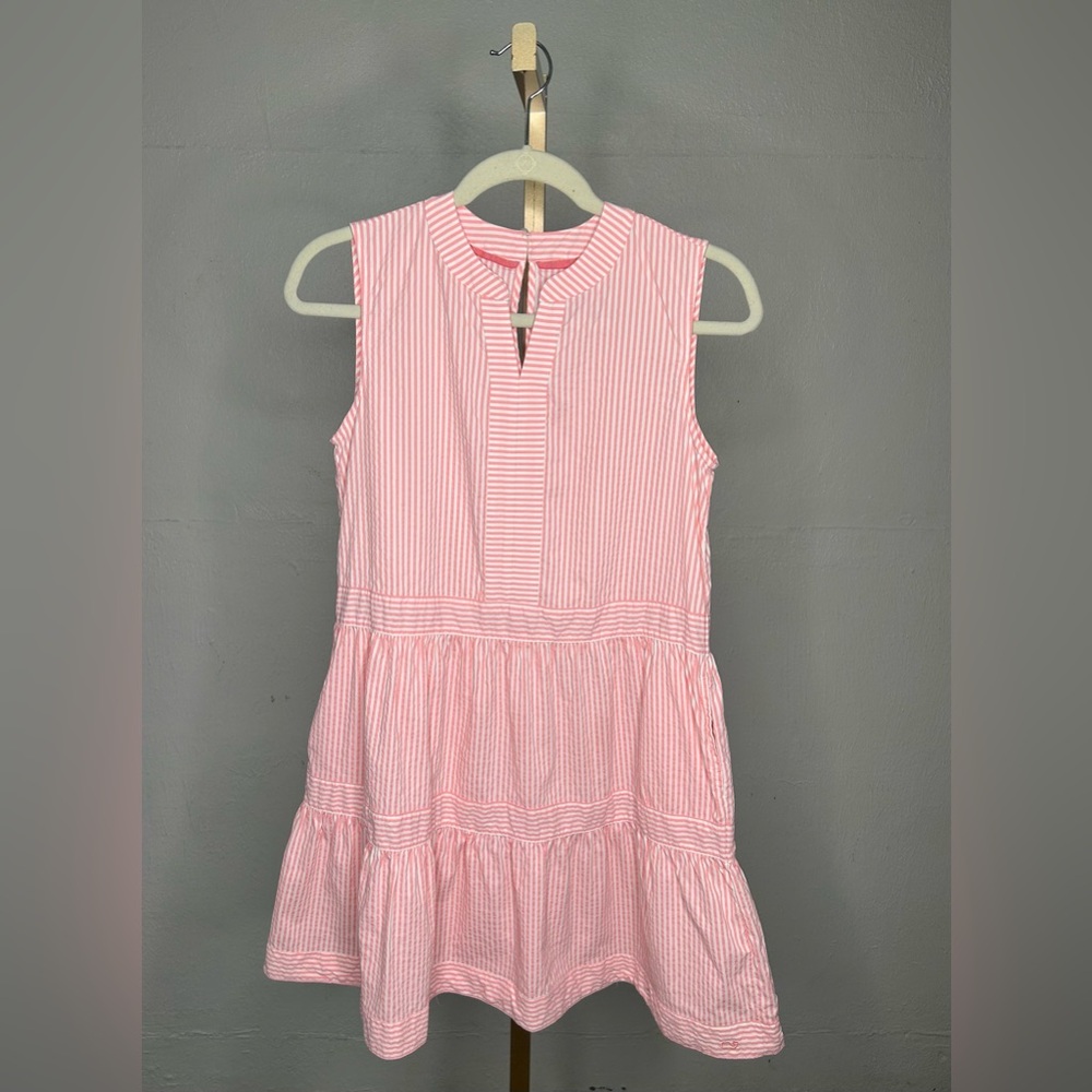 Vineyard Vines Pink and White Seersucker Girl’s Dress Size XL